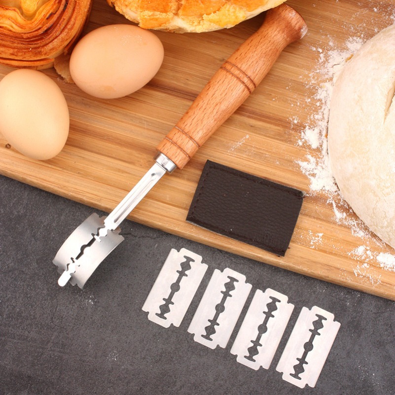 Dough Scraper Curved - Teigbrot-Gebäckschneider mit 5 Klingen, Toast, gebogenes