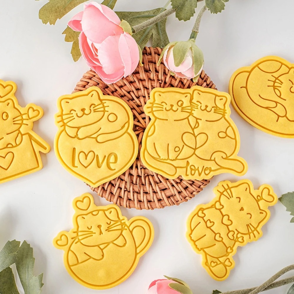 Baking Kitchen Diy - Valentinstag Ausstechformen Niedliche Katzen-Keksform 3D Kuchen-Fondant-Schneideform