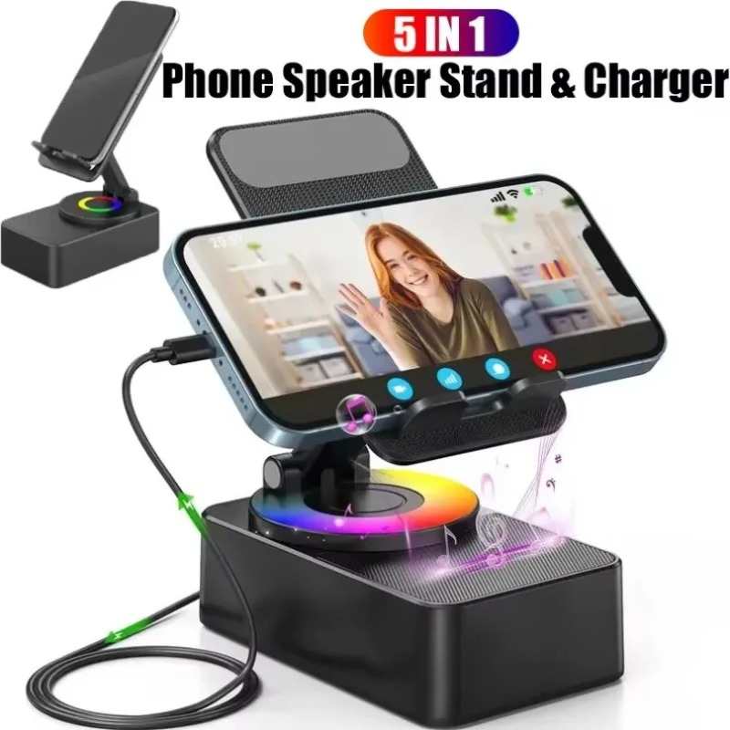 Kitchen Bank - 5-in-1 kabelloser Bluetooth-Lautsprecher, Desktop-Handyhalter, tragbare Powerbank
