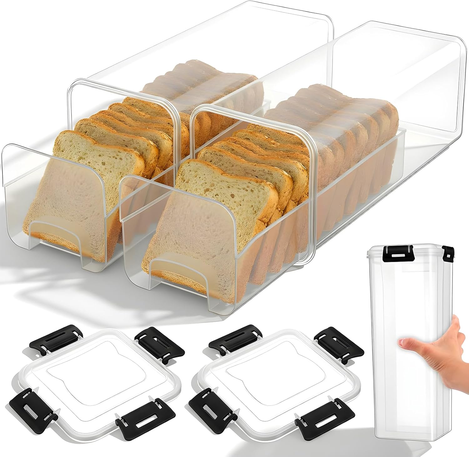 Kitchen Baking Trays - Brotbehälter mit Luftdichtem Deckel Transparente Plastik-Brotbox