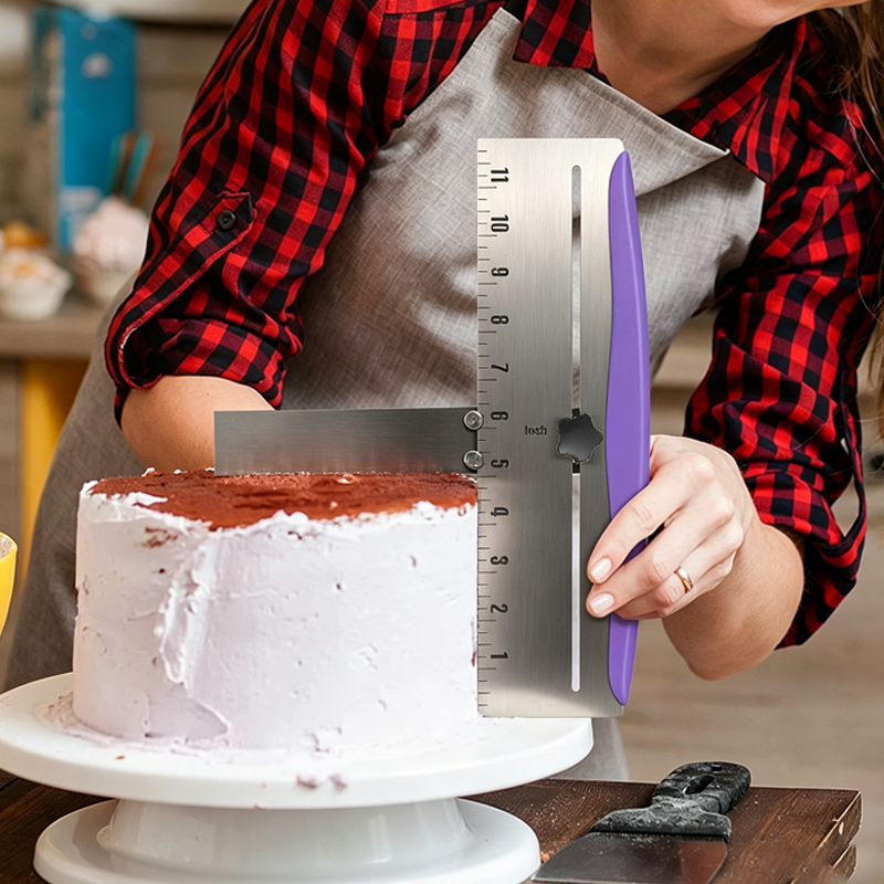 Kitchen Baking Corner - Edelstahl-Kuchenschaber, Glätter für Zuckerguss, höhenverstellbar, für