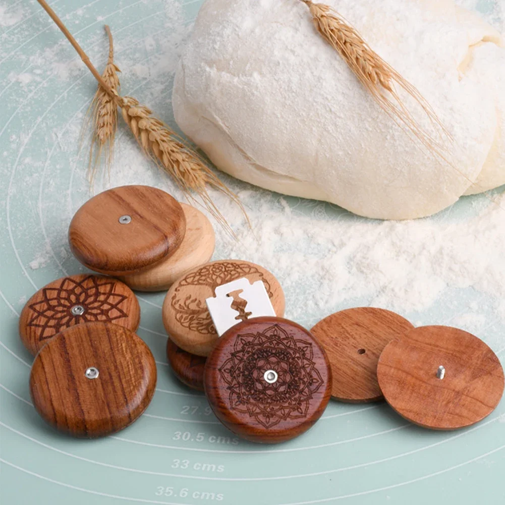 Dough Scraper Curved - Bäckerei-Lame-Werkzeuge: Holzschaber, Brotmesser/Schneider, Teig-Bäckerei-Stein-Schneidewerkzeug mit Klingen,