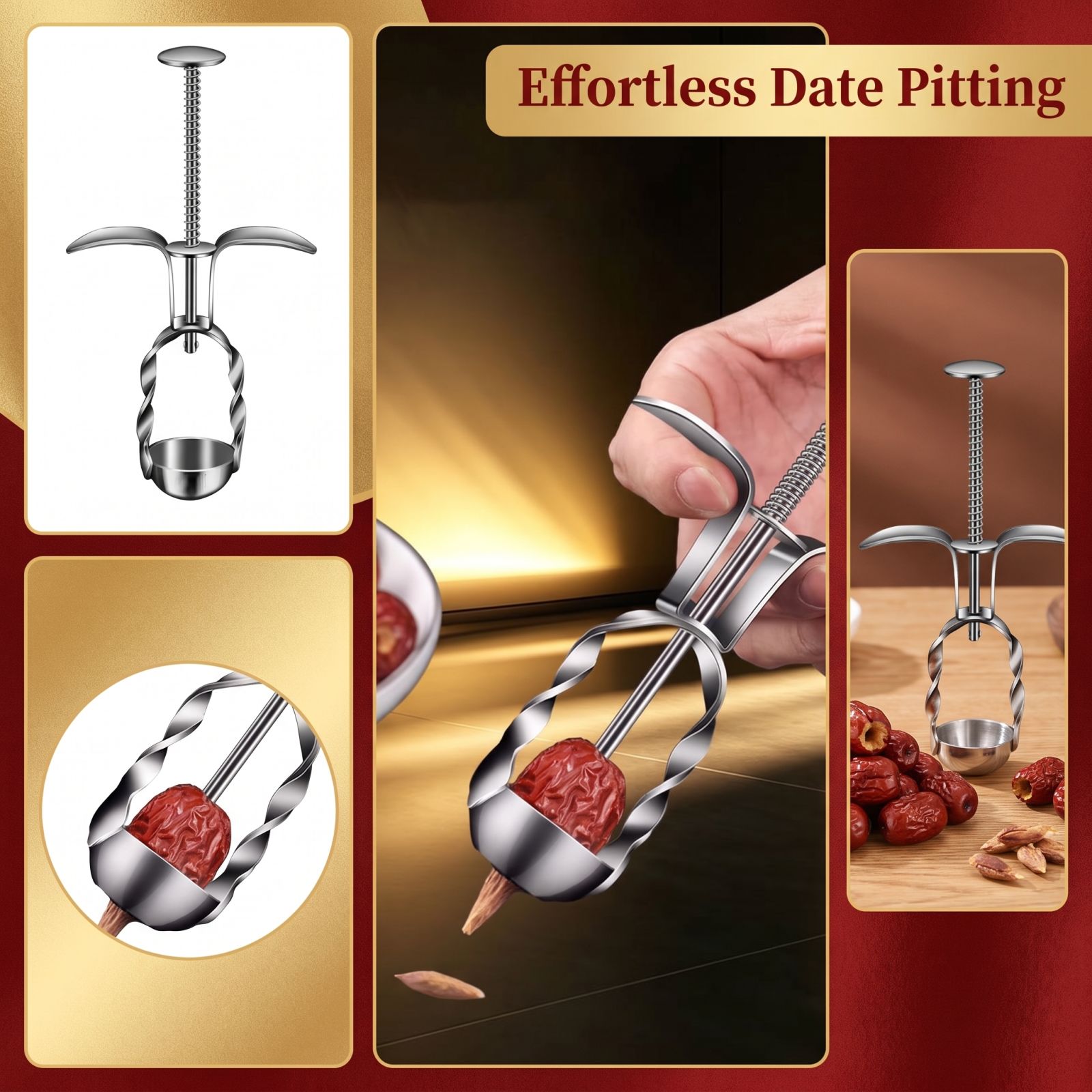 Kitchen Tools For Baking - Edelstahl-Dattelentkerner für rote Datteln, Jujube-Samenentferner zum