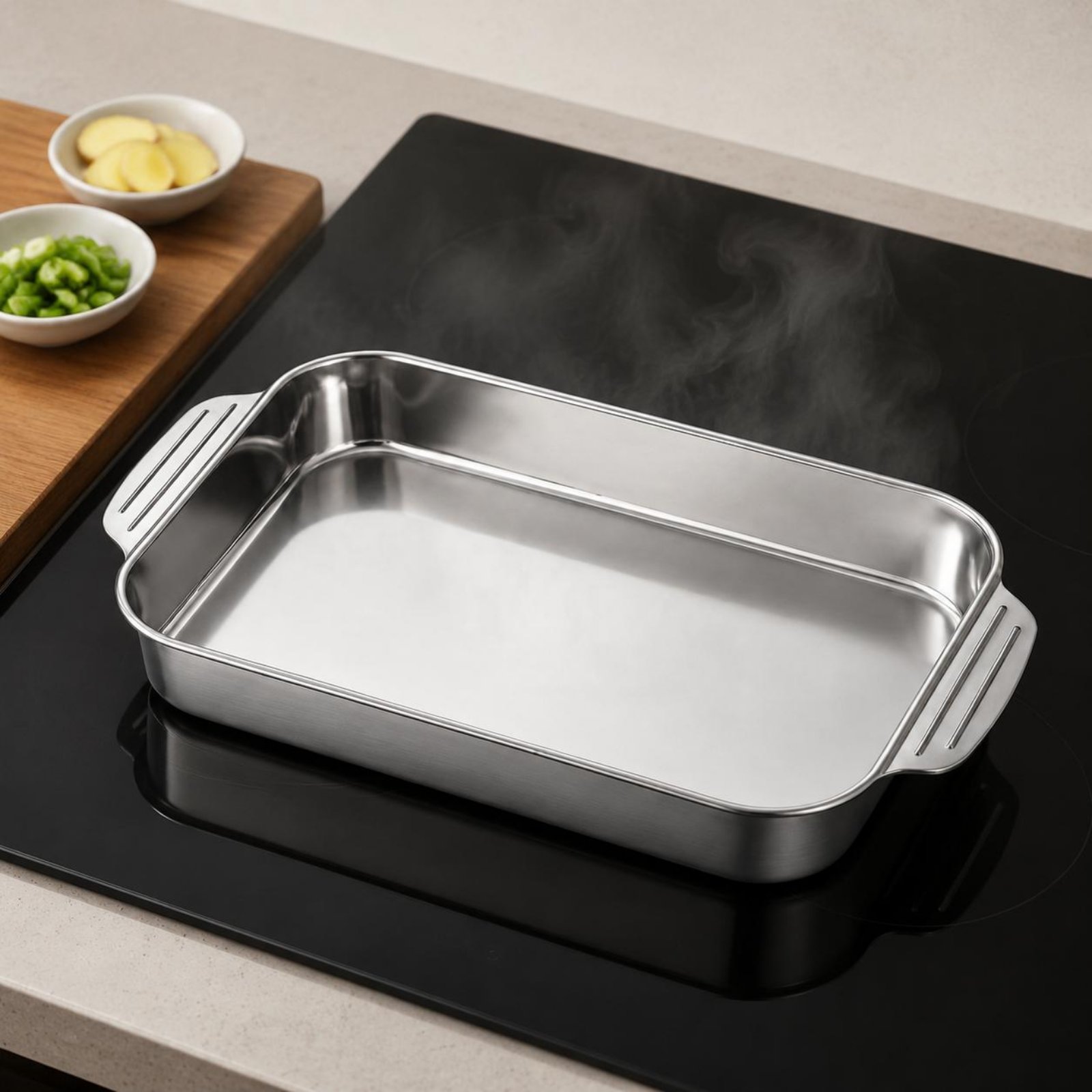 Edelstahl-Bratpfanne mit erhöh – Kitchen Baking Corner Bewertung und Preis